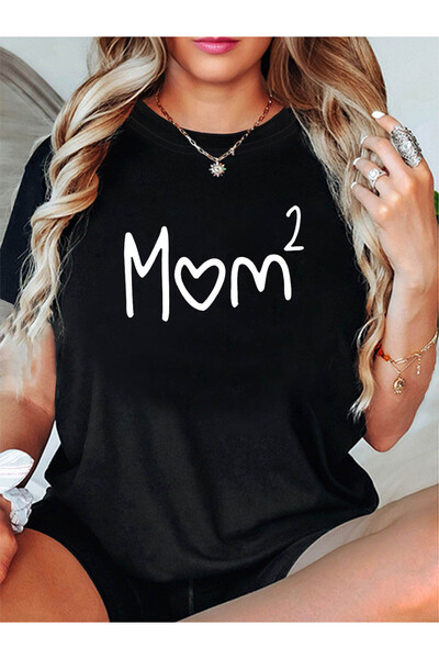 12 HERTZ تي شيرت نسائي بأكمام قصيرة وياقة دائرية مطبوع عليه رسومات Mother'S D...