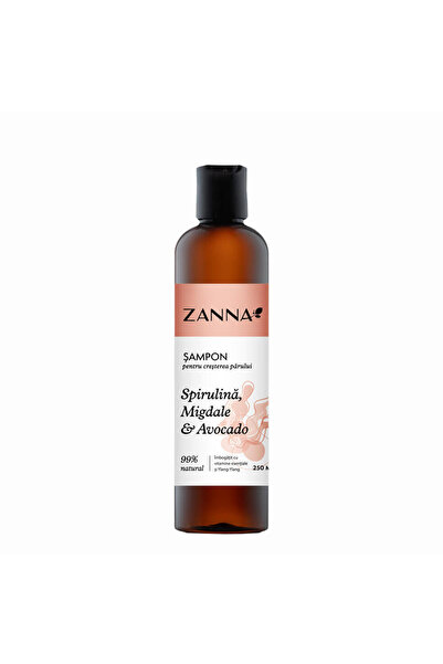 ZANNA Sampon pentru Cresterea Parului cu Spirulina, Migdale si Avocado 250ml