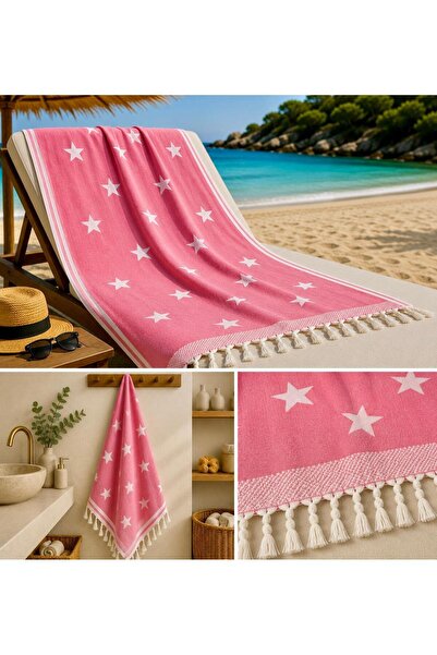 Missi Aegean Breeze Star Jacquard Peshtemal - Pink - 100% Cotton Beach, Pool ...