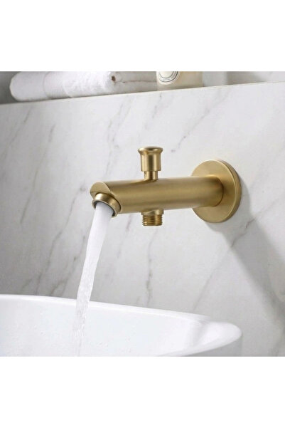 Black even Two Line Round Wall-Mounted Shower Head (Shower Adapter) Matte Gol...