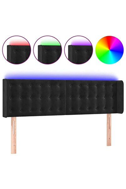 vidaxl Tăblie de pat cu LED, negru, 147x16x78/88 cm, catifea