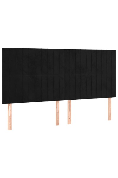 vidaxl Tăblie de pat neagră 200x5x118/128 cm catifea