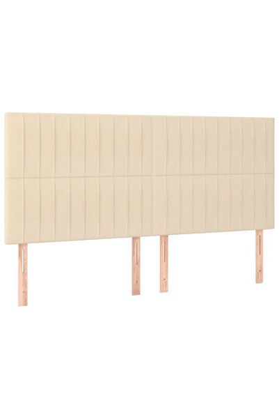 vidaxl Tăblie de pat crem 200x5x118/128 cm, material textil