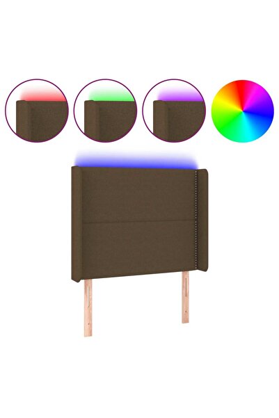 vidaxl Tăblie de pat cu LED, maro închis, 103x16x118/128 cm, textil