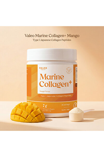 VALEO Marine Collagen+ Anti Aging Collagen Supplement- Mango Flavour, 208 Gms