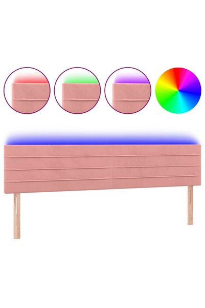 vidaxl Tăblie de pat cu LED, roz, 200x5x78/88 cm, catifea