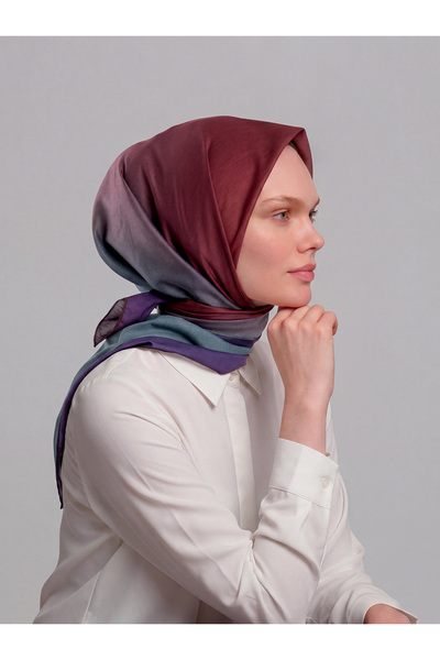 Ayshara Color Transitioning Gradient Patterned Double-Sided Scarf - Purple Tu...