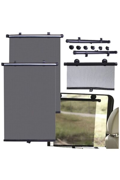 varioshop Roll-up Car Sunshade, set of 2, UV protection, fixed with suction c...