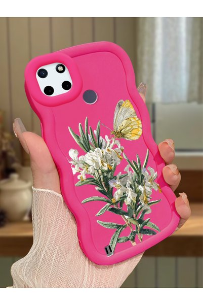 Hontinga Realme C21Y Compatible Case Camera Protector Red Silicone Couple Pho...