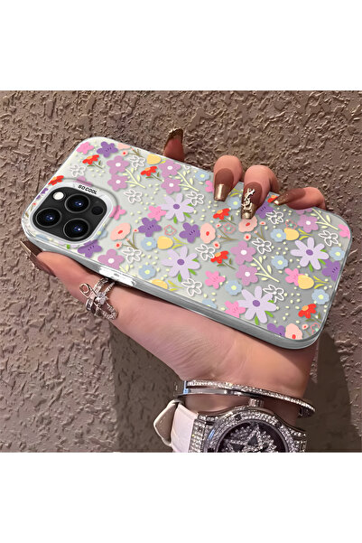 PATTERNOVA iPhone 13 Pro Uyumlu Tam baskılı küçük çiçek sert kılıf, basit tam...