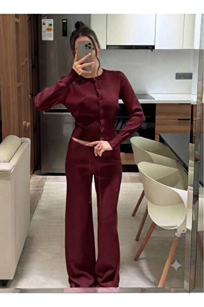 De Pose Button Detailed Pajama Cardigan Knitwear Set