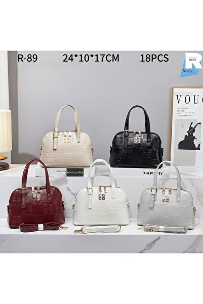 Relax for bags Classic Geometric Embossed Pattern Handbag with Gold Logo - St...