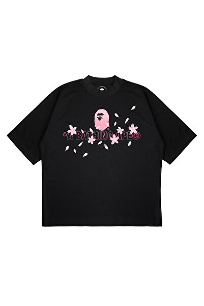 TRAGEDY تي شيرت للجنسين كبير الحجم مطبوع عليه Bape x Sakura Leaves من القماش ...