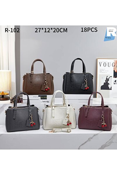 Relax for bags Vintage Tote Bag with Engraved Carriage Pattern and Cherry Emb...