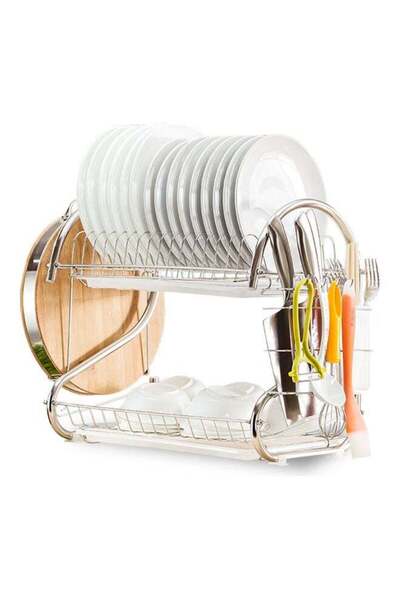 Generic 2-Tier Dish Drying Rack With Removable Drain Board Silver 41.50 x 14....
