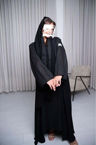Anaqa Abaya Blackberry Abaya with Black Ruched Sleeves
