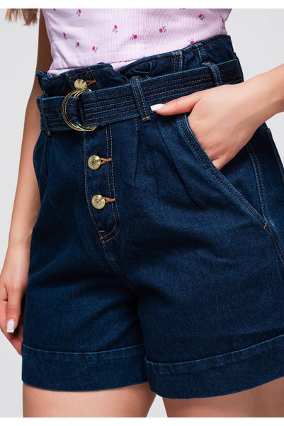 OMBRE Pantaloni scurți de damă, talie înaltă, croială lejeră OW-ST-E0011