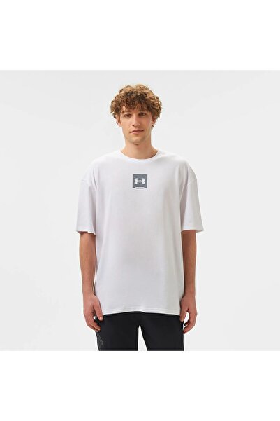 Under Armour تي شيرت أبيض ثقيل الوزن للرجال من UA 1386803_101