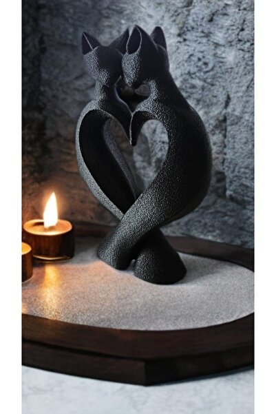 OEM Minimalist Heart Couple Cat Statuette