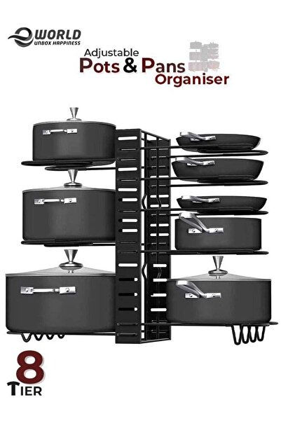 Eworld Pot Rack Organizer with 3 DIY Methods, 8 Tiers Adjustable Stand for Or...