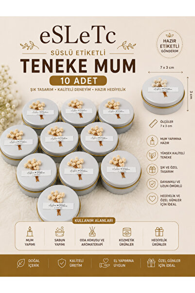 eSLeTc 20 Adet Kutulu Teneke Mum Söz Nişan Hatırası Kına Hediyeliği Doğum Hed...