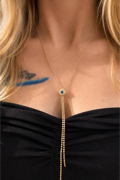 GONESSA Nazar Beaded Sequined Low-Cut Y Necklace