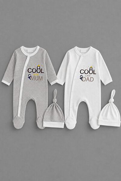 My Babies Label Cool Like Mum & Cool Like Dad Printed 100% Cotton 4-Piece New...