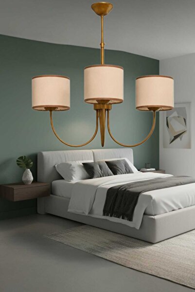 BSA LIGHTING ENDA 3'LÜ ESKİTME MODERN AVİZE ( KREM SİLİNDİR ABAJUR)