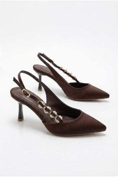fort 129-2704 Satin Stone Buckle Detailed 7 cm Heel Height Comfortable Women'...