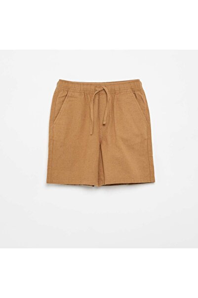 KIABI Lightweight Striped Linen Blend Shorts BEIGE