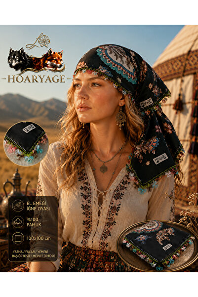 REYHAN Handmade Needlework Writing, Scarf, Yemeni, Mevlit Cover, Head Cover, ...