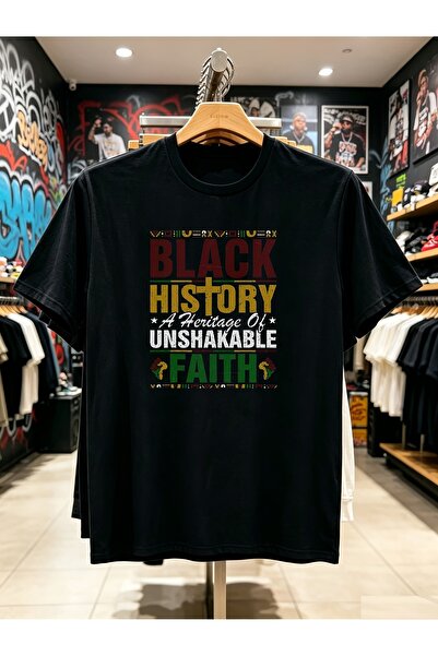 212Wear تي شيرت برسومات Black History Unshakeable Faith Juneteenth للرجال ذو ...