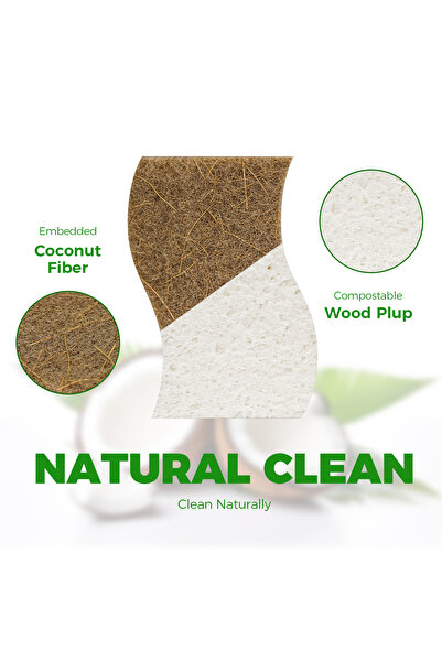 YFUIF 6-Pack Biodegradable Natural Kitchen Sponges - Eco Friendly Cellulose a...