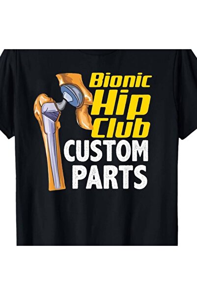KYMC07 Bionic Hip Club Parts Funny Surgery Humor T-Shirt - Black with Yellow ...