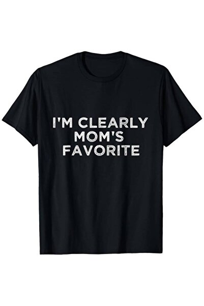 01THEONE I'm Clearly Mom's Favorite Humorous Black T Shirt, 100% Cotton, Crew...