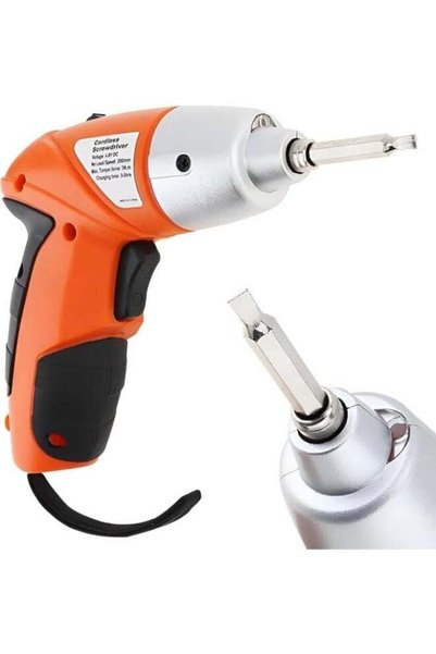 Generic Cordless Power Screwdriver Kit Rechargeable Electric 45pcs Cordless Drill Sets with Bidirectional Button and LED Light Drilling and Keyless No Noise Cordless Screwdriver Orange/Black