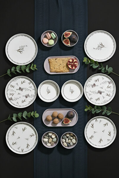Kitchen Life 14 Piece 6-Person Spring Branch Ceramic Breakfast Set – Beige Fl...