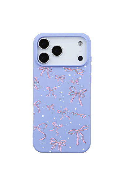 Casen iPhone 17 Pro Lila Ribbon Stars Kamera Korumalı Premium Renkli Silikon ...