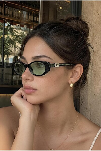 Chunky Frame Gardenis Slim Black Green Uv400 Protected Ultra Light Women's Su...