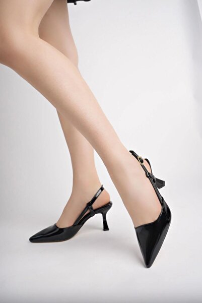 Zerenyus Zri̇n-002 Black Patent Leather Daily 7 cm Heeled Shoes