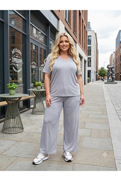 Asel Large Size Lycra Combed Cotton Fabric Side Slit 2-Piece Stylish Tunic Bo...