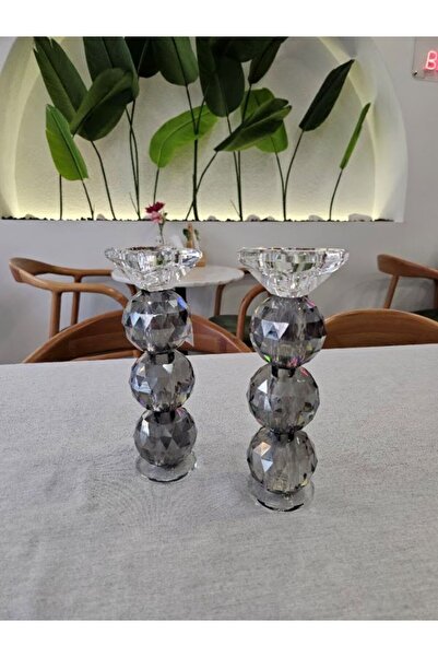 MİMSEGÜN DEKOR KRİSTAL İKİLİ FÜME ŞAMDAT