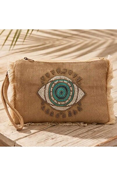 VERDE Γυναικεία τσάντα clutch 01-1719 μπεζ