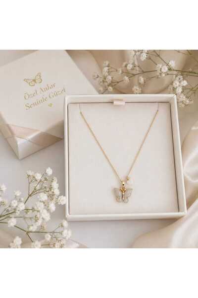 Yağmur Women's Butterfly Heart Necklace Birthday Evening Dress Party Gift Chr...