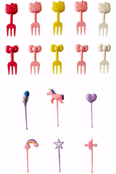 Beni World Beni kitty and unicorn fruit picks 16 pcs food picks bento picks f...