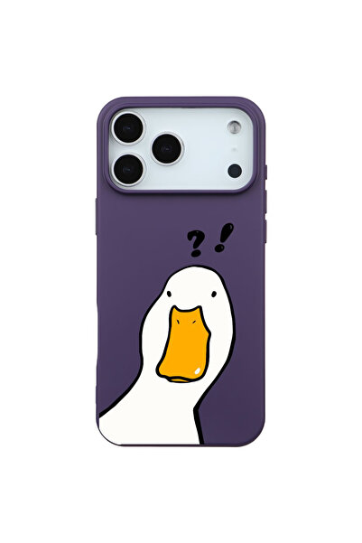 Casen iPhone 17 Pro Mor What Duck Ördek Tasarımlı Kamera Korumalı Renkli Sili...