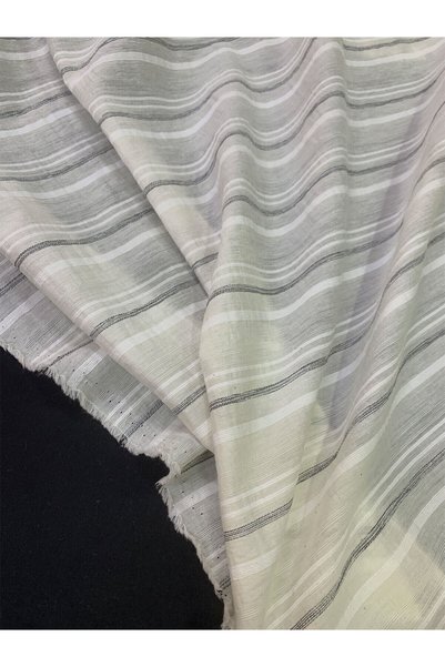 Yiğit Kumaş Mixed Striped Linen Fabric - Black and White Striped