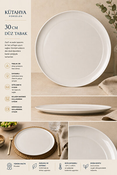 Kütahya Premium Porcelain Flat Presentation Plate – a Touch of Elegance in Si...