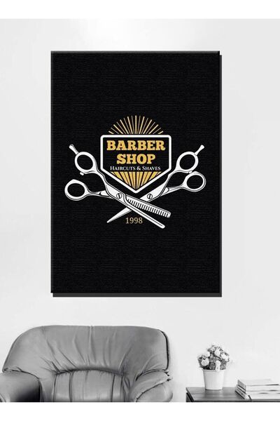 gurbaart Dekoratif Berber,Kuaför Shop Since HD Dijital Baskı Dikey Kanvas Tab...