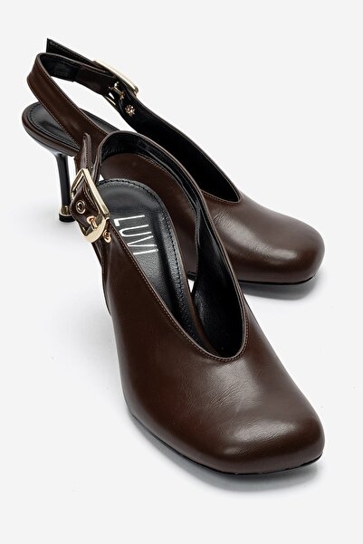 LuviShoes Γυναικεία παπούτσια με τακούνι FLARIS Brown Skin